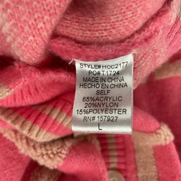 La Miel Reina Cardigan Sweater Womens L Pink Button Up Artsy Oversize Preppy - Picture 7 of 9